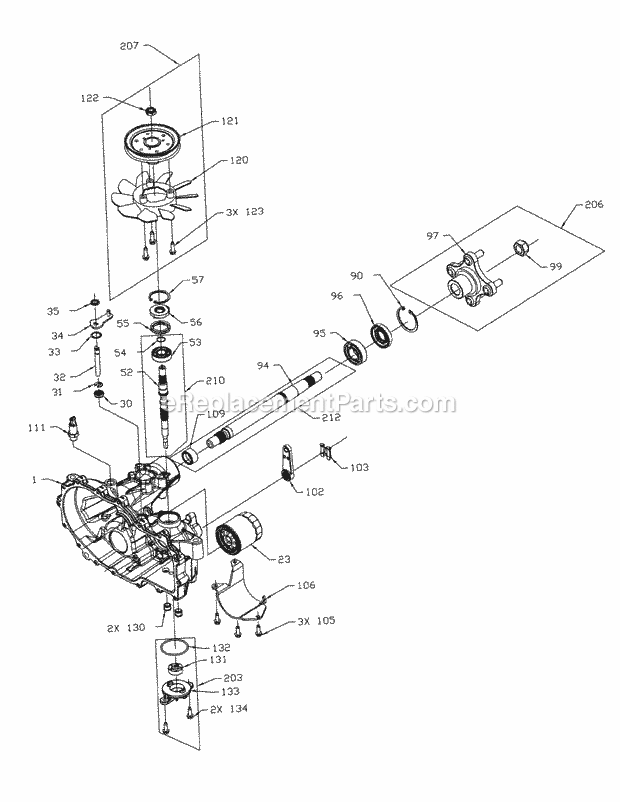 Transmission 02002162 Or 02001571 - Left Hand 2 Diagram and Parts List for M50-KHS 53BB5BBP750-23HP-OHV Cub Cadet Lawn Tractor